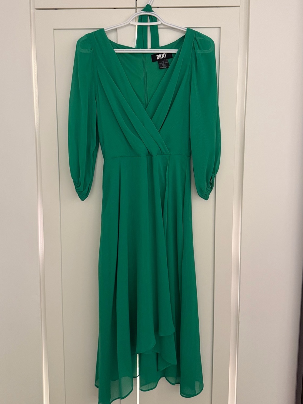 DKNY Emerald Green High-Low Wrap Dress